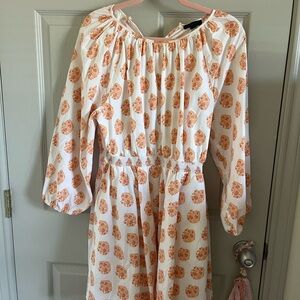 J. Crew White Dress with Pink and Yellow Floral Print